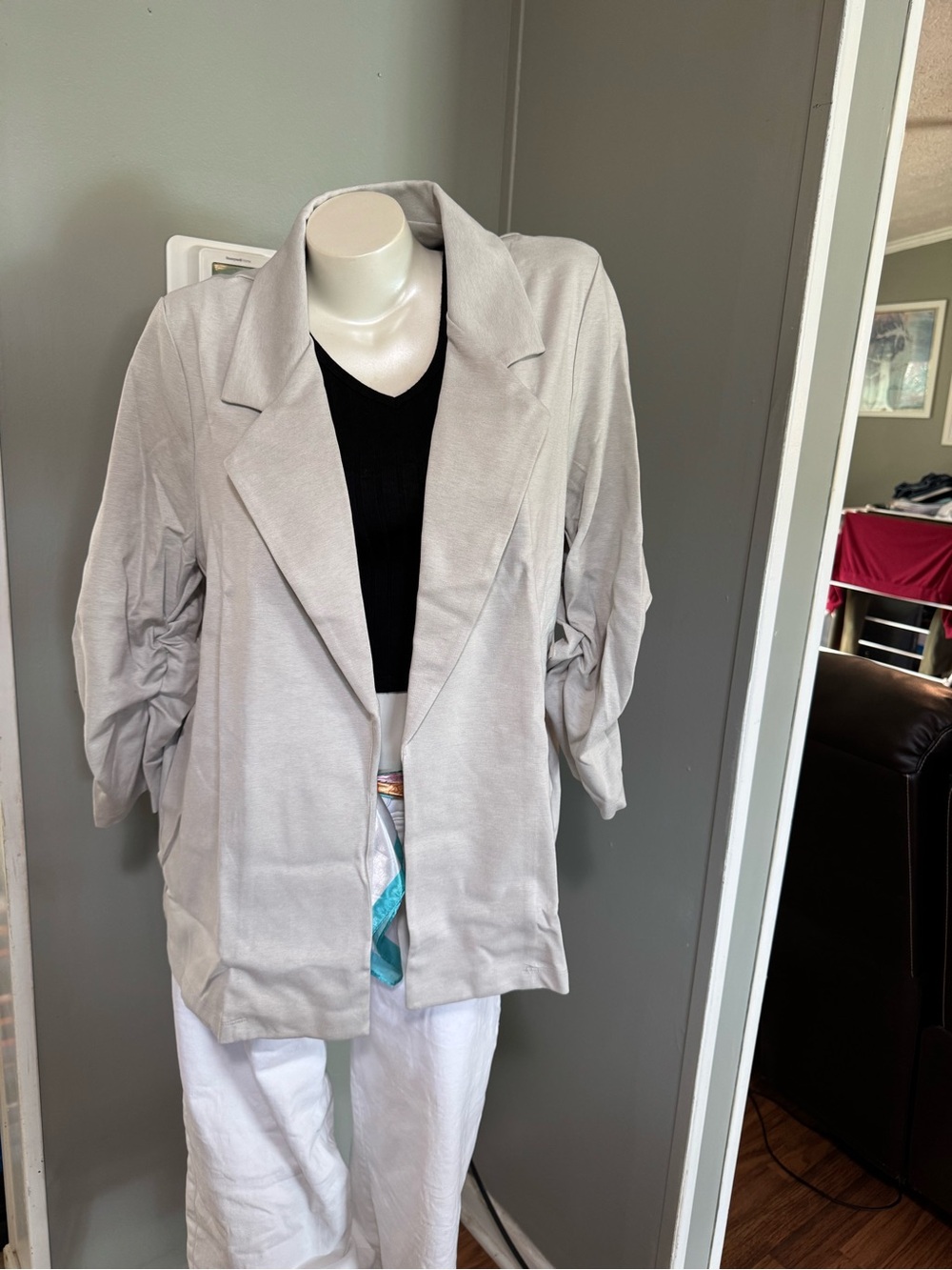 NWT Dear Scarlett Plus size Pearl Gray Women’s Open Front Blazer